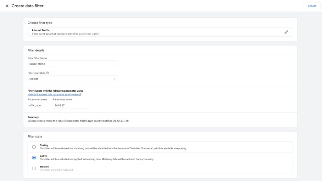 Filter IP adres Google Analytics 4 (GA4)